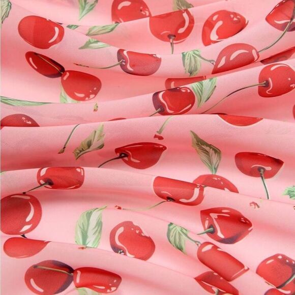 Cherry Print Pink Scarf P2 - Picture 3 of 6